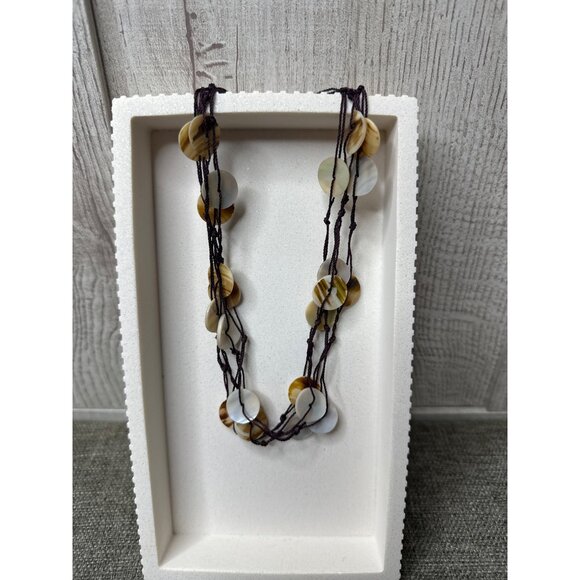 Multi Strand Disc Necklace With Chain Extender Womens Fashion Jewelry Brown - Picture 1 of 4